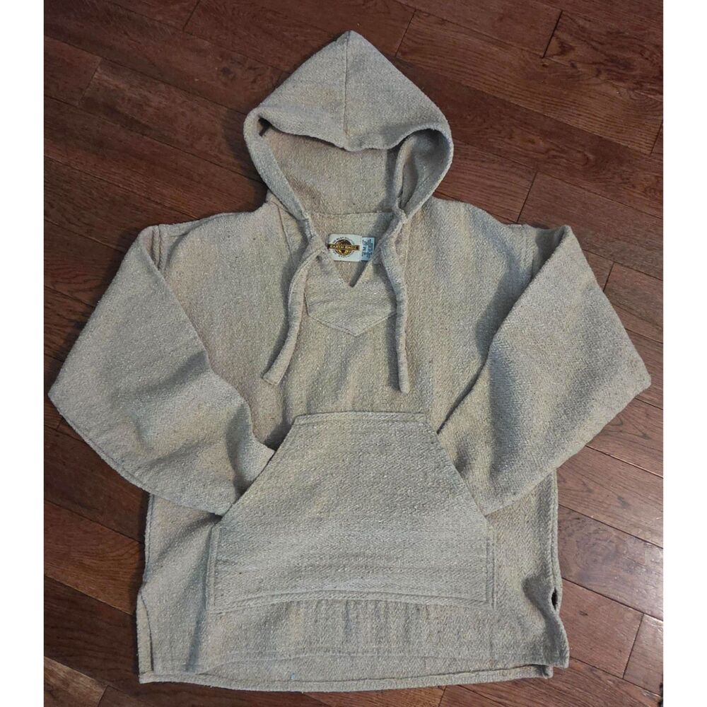 Vintage Earth Ragz Woven Hooded Poncho Pullover — Size Medium